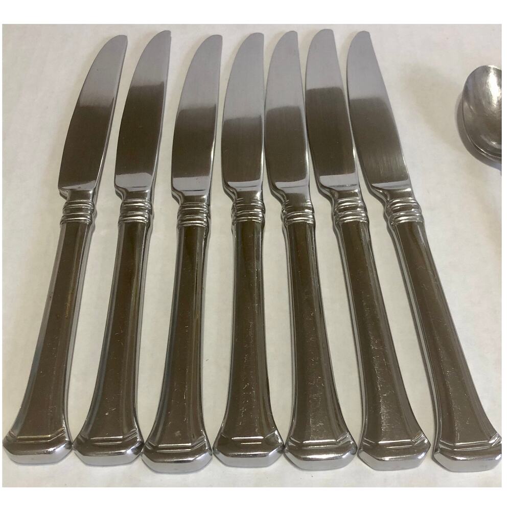 ONEIDA Apollonia Stainless Steel Flatware Greek Dinner Cutlery Set of 7 Knifes